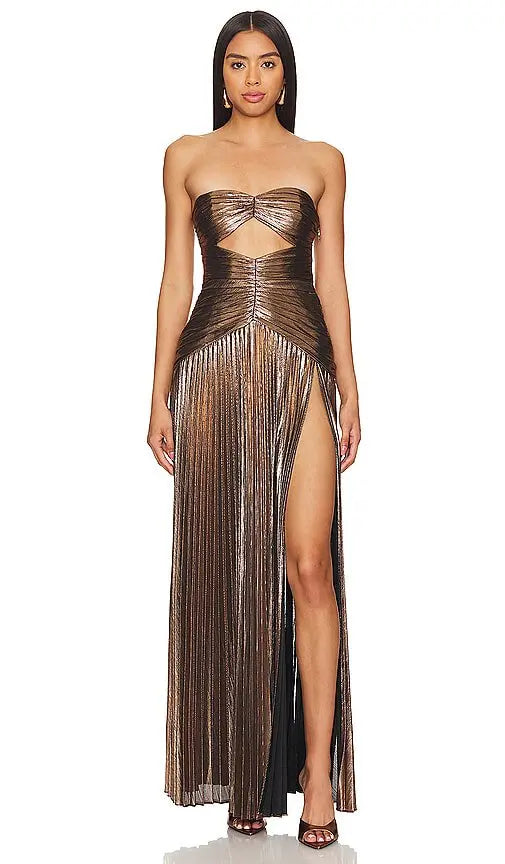 Chic tube top hollowing out Split Backless Ruched Prom Dresses